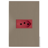 Conjunto Tomada 20A Vermelha Horizontal 4x2 - RECTA FENDI SATIN FOSCO